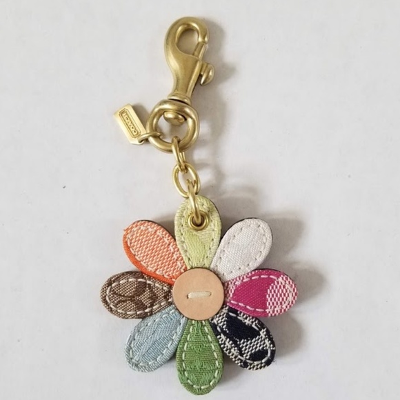 Coach Accessories - Coach Leather Daisy Flower Keychain Charm